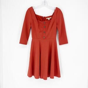 Miami Fit & Flare Button Front Orange Dress Size XS